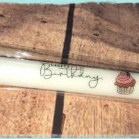 Stabkerze "Happy Birthday" mit Cupcake Bild 1