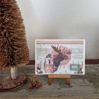 Weihnachtskarte mit Elch - Geschenk - Merry Christmas - Holz Bild 1