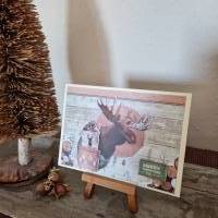 Weihnachtskarte mit Elch - Geschenk - Merry Christmas - Holz Bild 2
