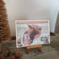 Weihnachtskarte mit Elch - Geschenk - Merry Christmas - Holz Bild 3