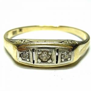 Vintage 585 Gold Ring mit 3 kleinen Diamanten RG 57 Bild 1
