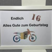 Geldgeschenk Bilderrahmen Geburtstag 16 Motorrad personalisierbar DIN A4 Bild 2