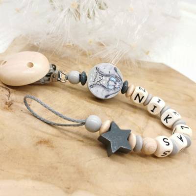 Schnullerkette mit Name Junge Wir beschützen Dich