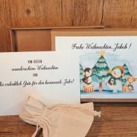 Personalisiertes Geldgeschenk zu Weihnachten, Weihnachtsgeschenk mit Namen, Schneemann Wunscherfüller Geschenkverpackung Bild 1