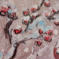FLIEGENPILZE mit roten Beeren - hübsches Winterbild mit Glitter auf Galeriekeilrahmen 30cmx30cmx3,5cm Bild 6