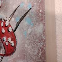 FLIEGENPILZE mit roten Beeren - hübsches Winterbild mit Glitter auf Galeriekeilrahmen 30cmx30cmx3,5cm Bild 8