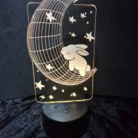 LED-Lampe als Bausatz: Acrylmotiv Mondhase, wahlweise mit Basis zum Einstellen der Beleuchtung Bild 1