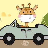 Kinderbordüre: Dschungeltiere fahren Auto - optional selbstklebend - 15 cm Höhe Bild 7