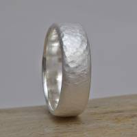 Gehämmerter Ring "Endless" Silber 925,  Bandring mit Hammerschlag, massiv geschmiedeter Silberring Bild 3