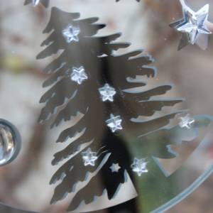 weihnachtliches Fensterbild Tannenbaum Spiegelglas Glas Suncatcher 90er Jahre Bild 9