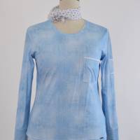 Langarm T-Shirt  | Hellblau marmoriert | Bild 1