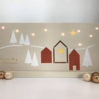 Weihnachtliche Winterszene aus Holz, mit Beleuchtung, creme/weiß/braun/gold Bild 3