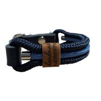 Hundehalsband, Tauhalsband, verstellbar, dunkelblau, mittelblau, Verschluss mit Leder und Schnalle, für kleine Hunde Bild 4