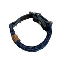 Hundehalsband, Tauhalsband, verstellbar, dunkelblau, mittelblau, Verschluss mit Leder und Schnalle, für kleine Hunde Bild 5