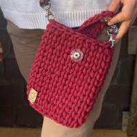 Handy Tasche aus Baumwolle Kordel-Handgehäkelt Bild 3