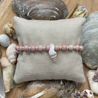 Pastel Shells - Maritime Perlenarmbänder mit Rhodonit, Hämatit, Rocailles und echter Muschel Bild 4