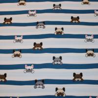2 x 0,5m Stoffpaket süße Bulldoggen Pfötchen hellblau Sommersweat French Terry Bild 9