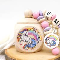 Zahndose mit Name Regenbogen Pferd Mädchen Milchzahndose Geschenkidee Bild 2