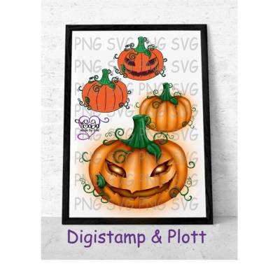 Plotterdatei und Digistamp "Kürbis", PNG, SVG&DXF