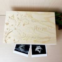 Erinnerungsbox Schwangerschaft, Personalisierte Erinnerungsbox aus Holz, Ich werde Mama Bild 3