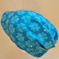 Beanie-Loop - gleichzeitig Mütze und Loop - für Damen, genäht aus Jersey in blau-türkis, von he-ART by helen hesse Bild 4