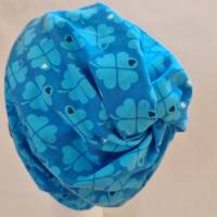 Beanie-Loop - gleichzeitig Mütze und Loop - für Damen, genäht aus Jersey in blau-türkis, von he-ART by helen hesse Bild 5
