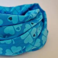 Beanie-Loop - gleichzeitig Mütze und Loop - für Damen, genäht aus Jersey in blau-türkis, von he-ART by helen hesse Bild 8