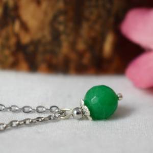 Kette Jade grün, Silber, Edelstein grün Kette, Halskette grüner Stein Kette, Jade Anhänger, grüne Kette, Kettenanhänger Bild 1
