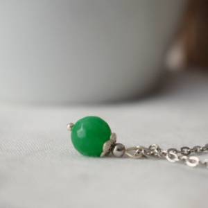 Kette Jade grün, Silber, Edelstein grün Kette, Halskette grüner Stein Kette, Jade Anhänger, grüne Kette, Kettenanhänger Bild 2