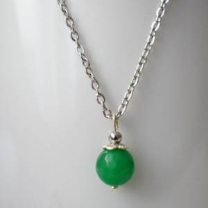 Kette Jade grün, Silber, Edelstein grün Kette, Halskette grüner Stein Kette, Jade Anhänger, grüne Kette, Kettenanhänger Bild 3