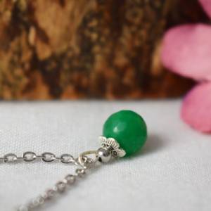 Kette Jade grün, Silber, Edelstein grün Kette, Halskette grüner Stein Kette, Jade Anhänger, grüne Kette, Kettenanhänger Bild 4