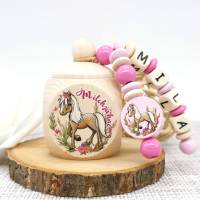 Zahndose mit Name Pferd Mädchen Milchzahndose Geschenkidee Bild 1