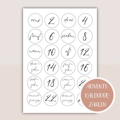 Adventskalenderzahlen zum Ausdrucken, Adventskalender basteln, DIY Adventskalender