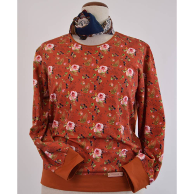 Sweatshirt | Floraler Print | Farbe Terrakotta |