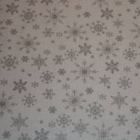 12,50 EUR/m Baumwollstoff Schneeflocken silber auf weiß Weihnachten Silberdruck Webware 100% Baumwolle Bild 1