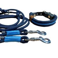 Leine Halsband Set verstellbar, dunkelblau, mittelblau, ab 17 cm Halsumfang Bild 5
