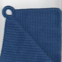 T0111 gehäkelt 2 Topflappen blau und weiß Untersetzer ca. 20 x 20 cm 100% Baumwolle Handarbeit Bild 3