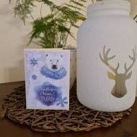 Weihnachtskarte mit Eisbär - Schneeflocken Bild 1