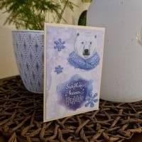 Weihnachtskarte mit Eisbär - Schneeflocken Bild 2