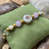 Hawaii - Fröhliches pastelliges Perlenarmband mit Glas, Jade, Aventurin, Bergkristall, Lava, Rosenquarz und Rocailles Bild 2