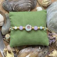 Hawaii - Fröhliches pastelliges Perlenarmband mit Glas, Jade, Aventurin, Bergkristall, Lava, Rosenquarz und Rocailles Bild 3