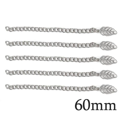 5x Verlängerungsketten aus Edelstahl mit einem Blatt Charm Anhänger 