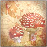 Herbstzeit FLIEGENPILZE Bild Pilz auf Holz Leinwand Fineartprint Wanddeko Landhausstil Shabby Chic Vintage Style kaufen Bild 8