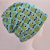 Beanie-Loop - gleichzeitig Mütze und Loop - für Damen, genäht aus Jersey in blau-grün, von he-ART by helen hesse Bild 2