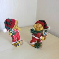 Winterkinder,Weihnachtsfiguren 2 Bären - Teddys mit Geschenken zum basteln Dekorieren Bild 2