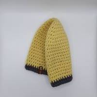 Mütze Gr. L/XL unisex, gelb, mit anthrazit, warm, kuschelig, gehäkelt Bild 3