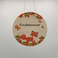 Namensschild Fuchs Kinderzimmer Mädchen Holzschild Türschild personalisiert Geschenk Jungen Bild 1