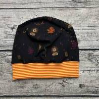 wunderschöne Mütze gr.50-52 Schwarz-orange-Gelb mit kleinem Löwe Bild 1