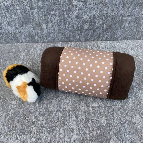 Kuschelrolle - Kuscheltunnel für Meerschweinchen/Kuschel-Rolle / Röhre / Tunnel/ Kuschel-Höhle "Dots /dunkelbraun