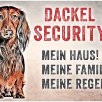 Hundeschild DACKEL SECURITY, wetterbeständiges Warnschild Bild 1